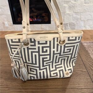 Spartina 449 Geometric Gray and Cream Tote